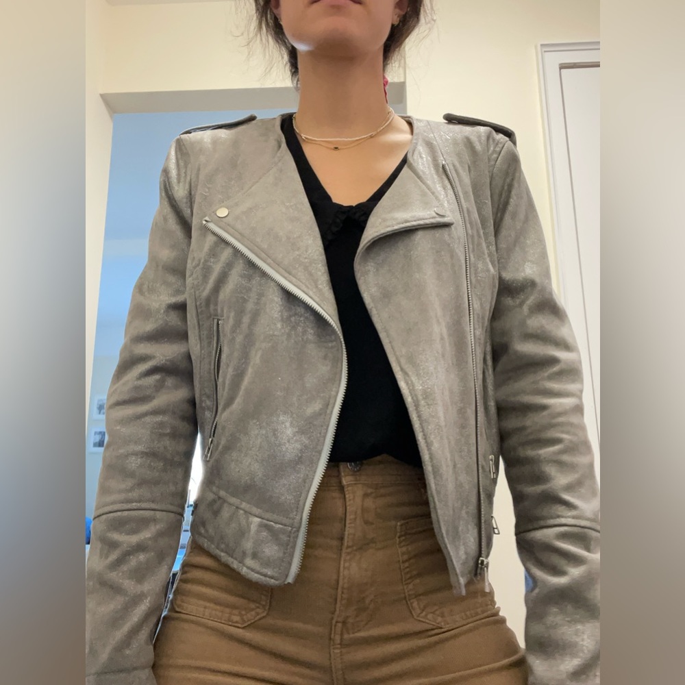 Silver moto jacket